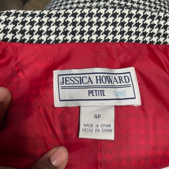 Jessica Howard Black and White Houndstooth Jacket. Open front crop & classic 4p - Picture 8 of 10